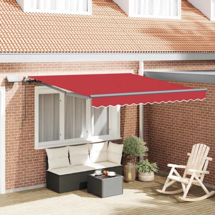 Marchiză Manuală Retractabilă cu LED Roșie 350x250 cm