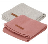 Muselina din bumbac Pure Grey si Pure Pink, 2 bucati, Little Dutch