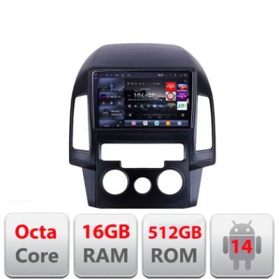 Navigatie Hyundai I30 2009-2012 clima manuala Edotec Kit-I30AC 8 core QLED 2K 16+512 360 Android Waze USB Navigatie Internet Youtube Radio CarStore Te foto
