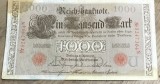 BNKSTR02DE Bancnotă Germania 1000 Mărci / Mark 21 Aprilie 1910, Serie Roșie, Stare F (Foarte Bună, Urme Normale de Circulație)