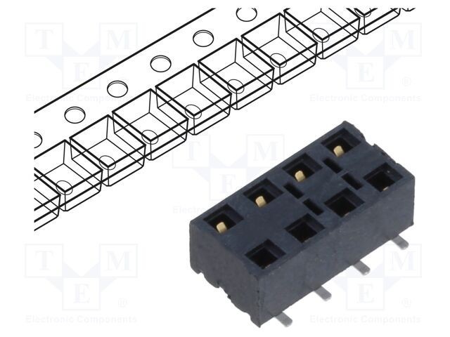 Conector şiruri pini mamă 8 PIN 2,54mm aurit SMT SAMTEC