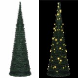 vidaXL Brad de Crăciun with LED String Lights Verde 150 x 150 cm PVC 320994