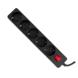 Prelungitor cu 5 prize Schuko, 5 m, 3680W, cablu 3x1.5 mm, negru