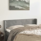 VidaXL Tăblie de pat cu aripioare gri deschis 147x16x78/88 cm catifea 3118536