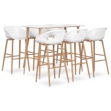 Cumpara ieftin Set mobilier de bar, 7 piese, alb