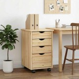 vidaXL Cabinet mobil cu roata Maro 34 x 39 x 56 cm Lemn masiv de pin 42032388