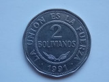 2 BOLIVIANOS 1991 BOLIVIA, America Centrala si de Sud