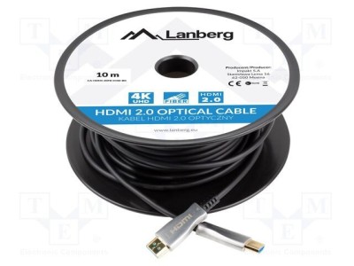 Cablu HDMI LANBERG 10m negru PVC HDMI 2.0 High Speed 4K HDR 3D ARC foto