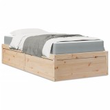 Cumpara ieftin Pat cu saltea, 90x200 cm, lemn masiv pin