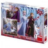 Puzzle 3 in 1 Frozen II, 3 x 55 Piese, Dino Toys, Multicolor, 5 ani+