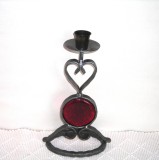 Arta Atelier: Sfe?nic metal forjat la cald, ornament cristal ro?u, 100% handmade
