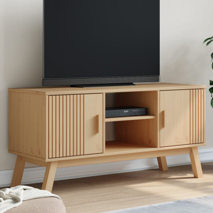 Dulap TV &bdquo;OLDEN&rdquo;, maro, 114x43x57 cm, lemn masiv pin GartenMobel Dekor