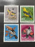 Seria Completă Elveția 1969 - Pro Juventute, Păsări, Sticlete, Gaiță, 4v, MNH -A150