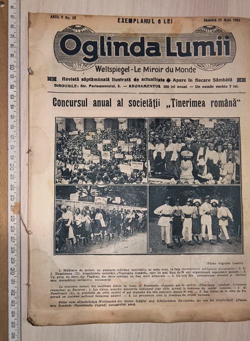 REVISTA OGLINDA LUMII 29 MAI 1926 , BOGAT ILUSTRATA