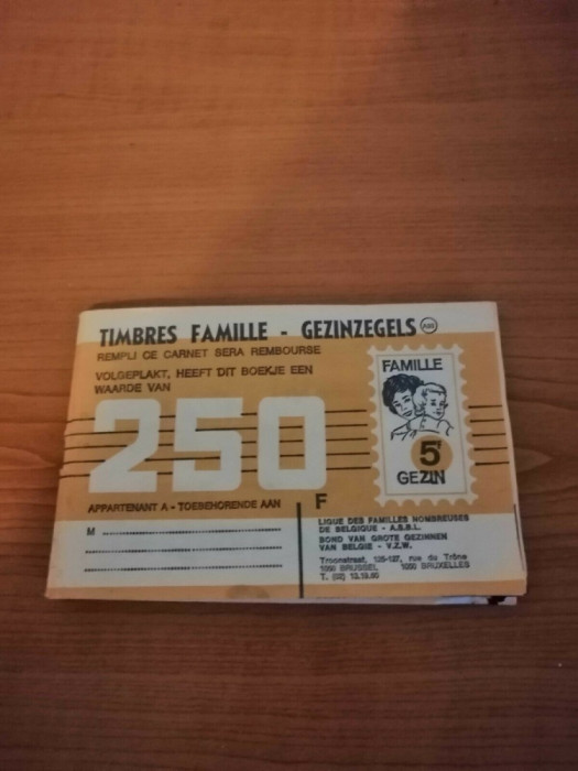 Carnet de timbre Ligue de familles de cumparare produse Belgia 525 timbre