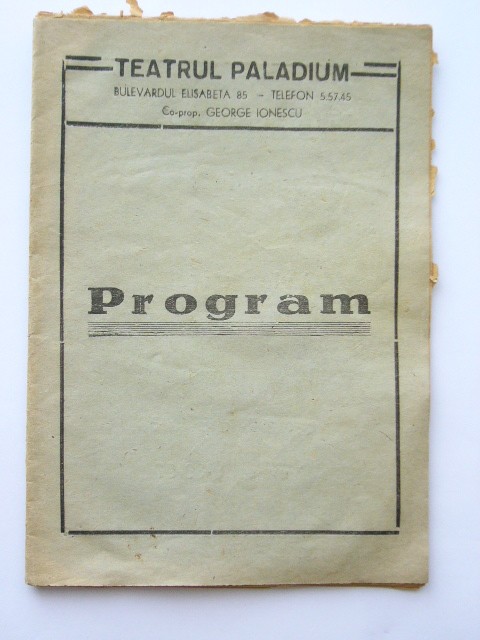 QW13 - Program teatru - Teatrul Paladium - anii 1940