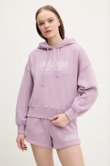 Abercrombie &amp; Fitch bluza femei, culoarea roz, cu glugă, cu imprimeu, KI185-5022