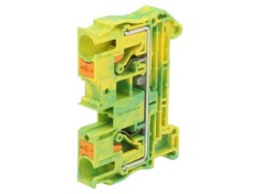 Conector de șină DIN push-in, galben-verde