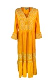 Rochie Dama Casual Portocalie Marimea M, Broderie Florala Bej, Bumbac, Primavara-Vara