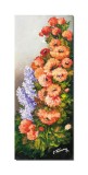Tablou pictat manual, hol, dormitor, living, Maci imperiali si liliac, 60x25cm ulei pe panza, gata de agatat pe perete