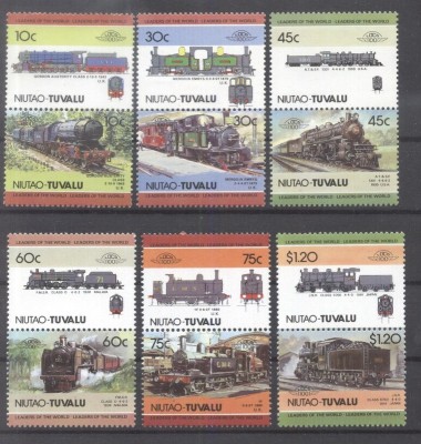Tuvalu Niutao 1985 Trains Railways 6 pair Mi.45-56 MNH B.005 foto