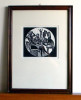 Scena cu femei - xilogravura nuduri, litografie originala semnata, tablou inramat, 37 x 50 cm