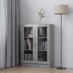 vidaXL Dulap cu vitrină, gri beton, 82,5x30,5x115 cm, lemn prelucrat
