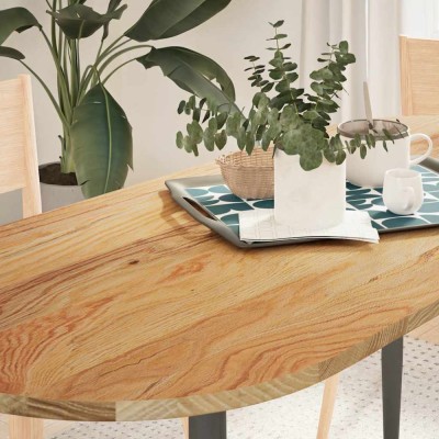 vidaXL Blat de masă maro deschis 140x60x2 cm lemn masiv de stejar oval foto