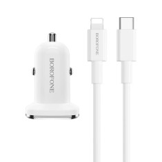 Incarcator Auto PD3.0 USB Type C 18w Borofone + Cablu Date Type C la Lightning