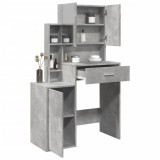 VidaXL Masă de toaletă cu dulap, gri beton, 80x35x132 cm