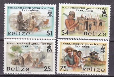 Belize 1987 anul mondial al oamenilor fara adapost MI 969-972 MNH foto