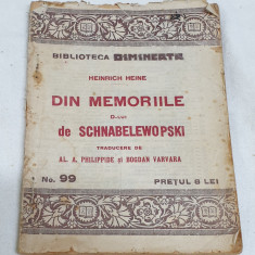 Carte de colectie anii 1900 DIN MEMORIILE D-lui SCHNABELEWOPSKI - Heinrich Heine