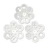 Set 19 Șabloane Ornare Prăjituri/Băuturi, Poliester 14x8.5cm, Alb - Decorațiuni Tort, Cafea, Deserturi