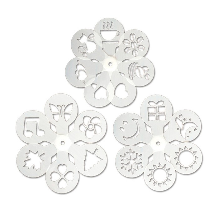 Set 19 sabloane ornare prajituri/bauturi, Poliester, 14 x 8.5 cm, Alb