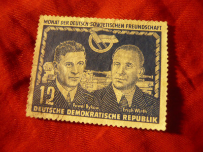 Timbru DDR 1951 Prietenia Germano-Sovietica , val. 12 pf stampilat foto
