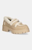 HUGO mocasini Kris femei, culoarea bej, cu platforma, 50529827