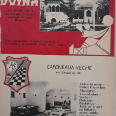 1972 Reclama Restaurant DOINA si Cafeneaua VECHE comunism 26 x 20 Bucuresti