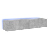 Cumpara ieftin Comode TV de perete cu lumini LED 2 buc. gri beton 80x35x31 cm