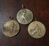 Lot 3 medalii interbelice Tenis , medalie 1936 , 1933 , FSRT
