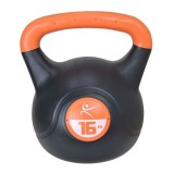 Cumpara ieftin Kettlebell 16kg Vinil DHS Fitness, Negru-Portocaliu, Gantera Fitness, Exercitii Multiple: TGU, Swing, Deadlift