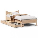 VidaXL Cadru de pat cu sertare, 90x200 cm, lemn masiv pin