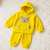 Cumpara ieftin Set pufos hanorac si pantaloni Welsoft - Yellow (Marime Disponibila: 2-3 ani)