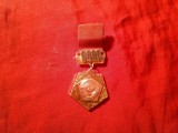 Insigna URSS 50 Ani , h total = 6,6cm , metal , email si panglica