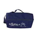 Cumpara ieftin Geanta frigorifica pentru sticla cu 2 pahare, textil albastru alb 33 x 9,5 x 17 cm