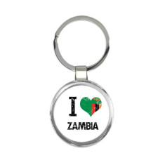 Iubesc Zambia : Cadou Breloc : Heart Flag Country Crest Zambian Expat foto