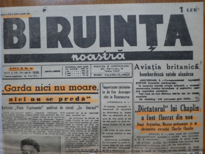 Biruinta noastra , ziar legionar, 5 ianuarie 1941, Corneliu Zelea Codreanu foto