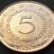 Moneda 5 DINARI / DINARA - RSF YUGOSLAVIA, anul 1980 *cod 1550 A.UNC LUCIU PETE