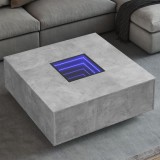vidaXL Măsuță de cafea cu LED infinity, gri beton, 100x100x40 cm