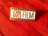 Insigna - Reclama OR WO FILM , metal si email , L=2,6cm