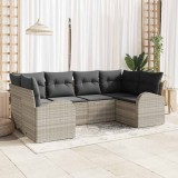 Cumpara ieftin Set de canapele pentru grădină 6 pcs Gri deschis Rattan poli